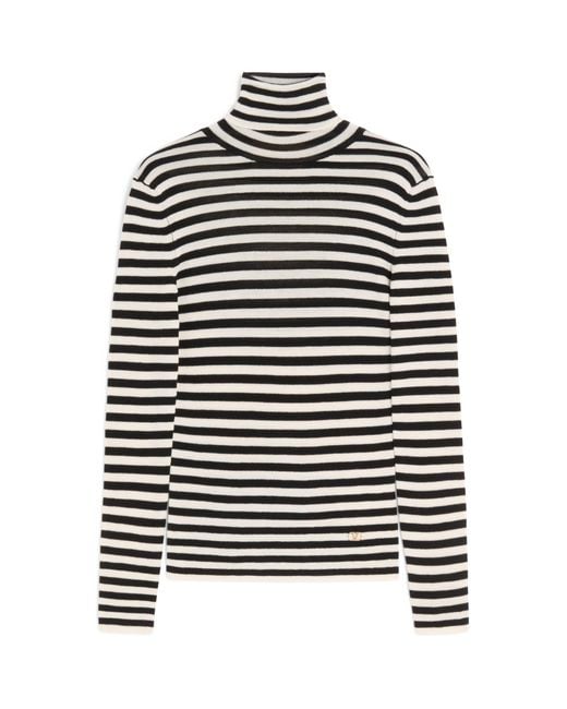 Valentino Black Virgin Wool Stripe Sweater