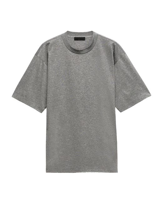 Prada Gray Cotton Conceptual Triangle T-Shirt for men
