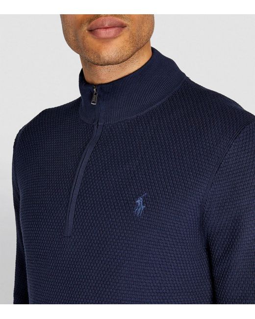 RLX Ralph Lauren Blue Cotton-blend Half-zip Sweater for men