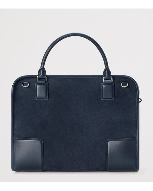 Loewe Blue Large Suede Amazona 180 Top-Handle Bag