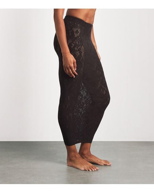 Wolford Gray Infinite Rose Net Skirt