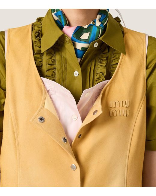 Miu Miu Yellow Suede Mini Dress