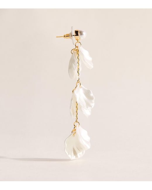 Self-Portrait Natural Faux Pearl Petal Drop Earrings