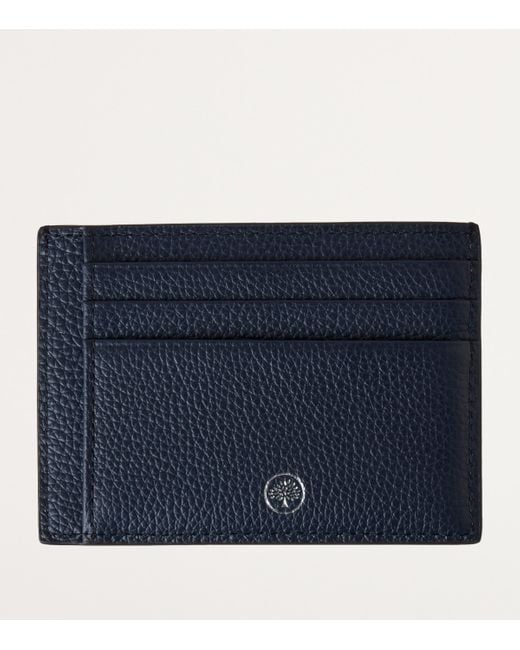 Mulberry Blue Leather Heritage Logo Card Holder for men
