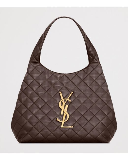 Saint Laurent Brown Medium Icare Quilted Tote Bag