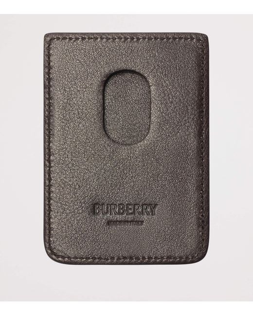 Burberry Brown Pop Check Magnetic Card Holder for men