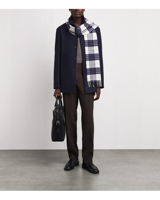 Colombo Blue Wool Car Coat for men