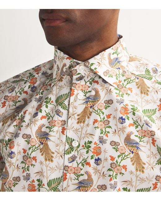 Eton of Sweden White Cotton Peacock Print Shirt for men