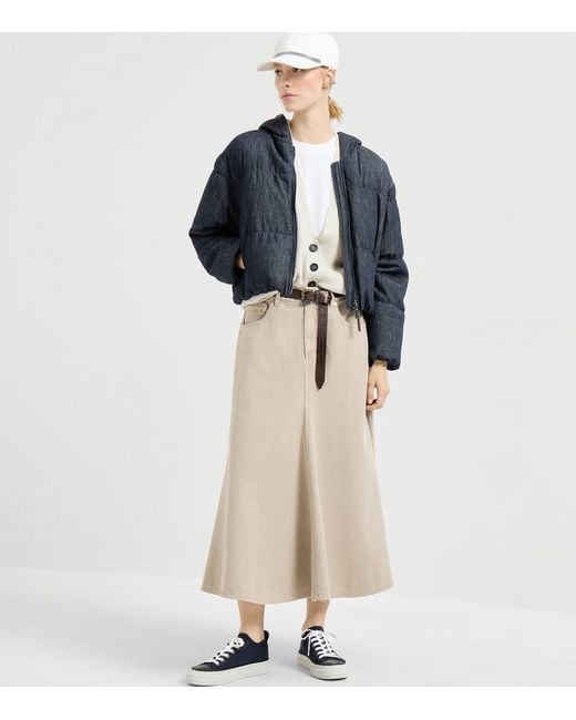 Brunello Cucinelli Blue Cotton Padded Jacket