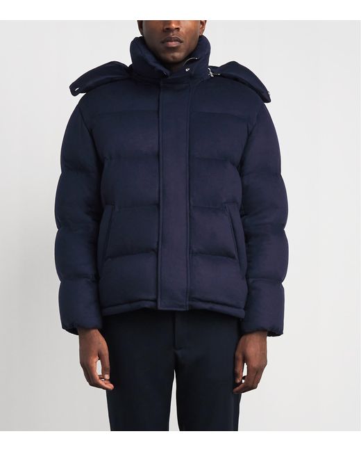 Alan Scott Blue Cashmere-Blend Quilted Down Coat for men