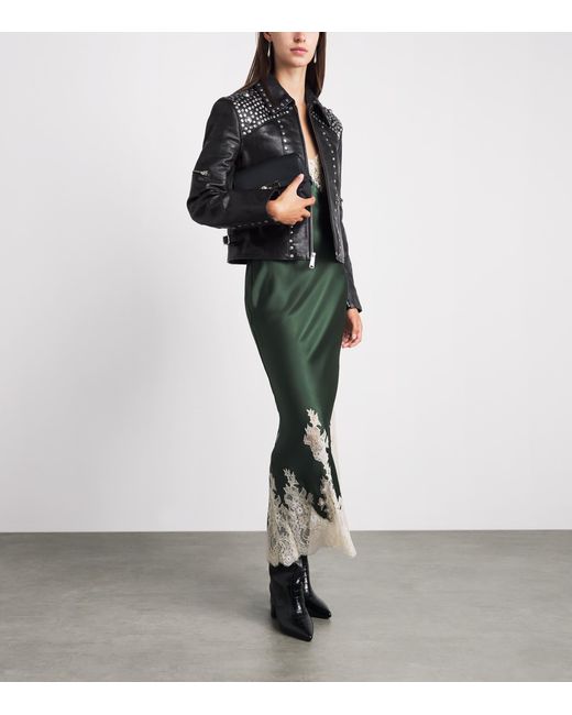 Polo Ralph Lauren Black Studded Moto Leather Jacket