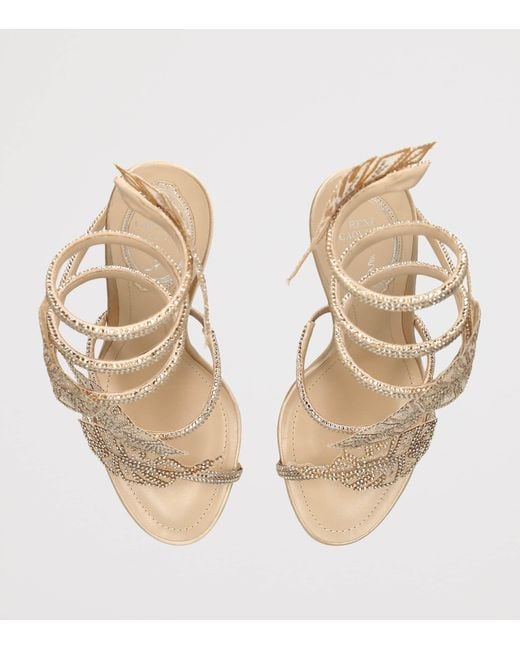 Rene Caovilla Metallic Embellished Leaf Heeled Sandals 105