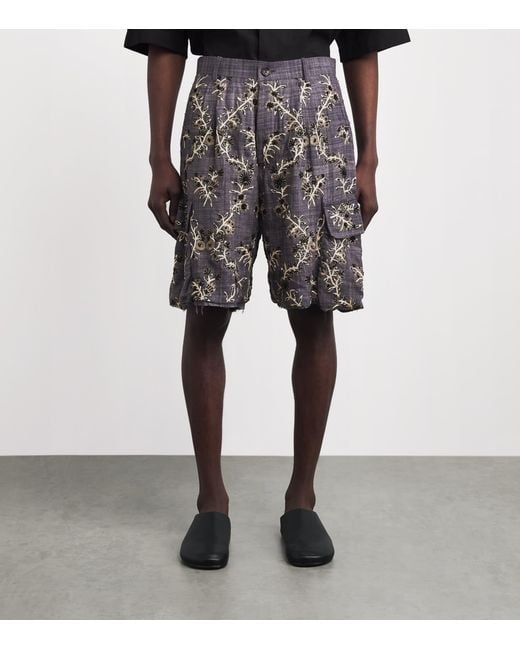 Kartik Research Gray Silk Embroidered Shorts for men