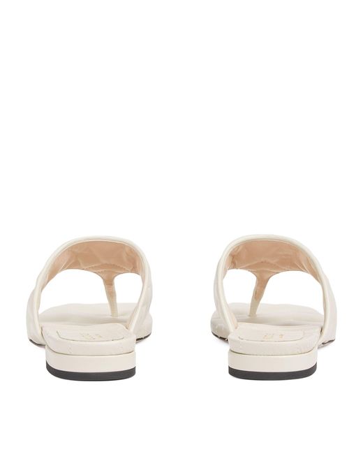 Gucci White Leather Double G Marmont Sandals