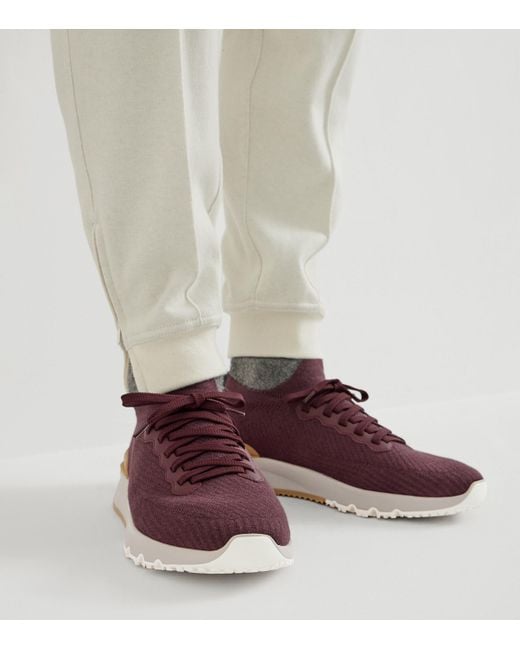 Brunello Cucinelli Brown Cotton Knitted Sneakers for men