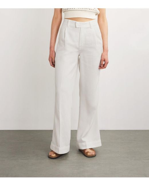 7 For All Mankind White Pleated Trousers