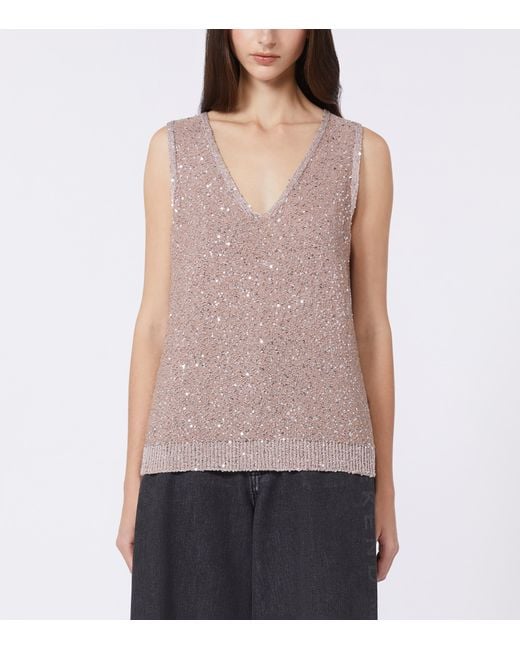 Weekend by Maxmara Pink Knitted Sequin-Detail Sweater Vest