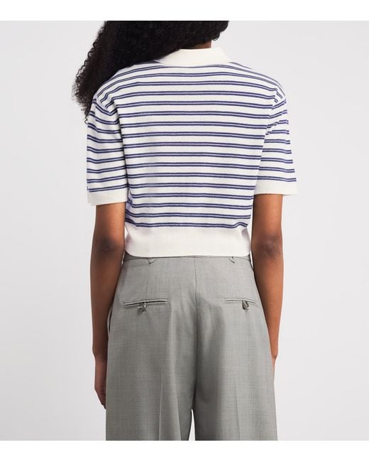 Claudie Pierlot Blue Wool Stripe Polo Sweater