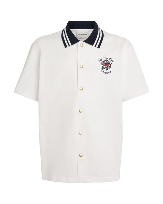 Drole de Monsieur White Cotton Piqué Embroidered Shirt for men