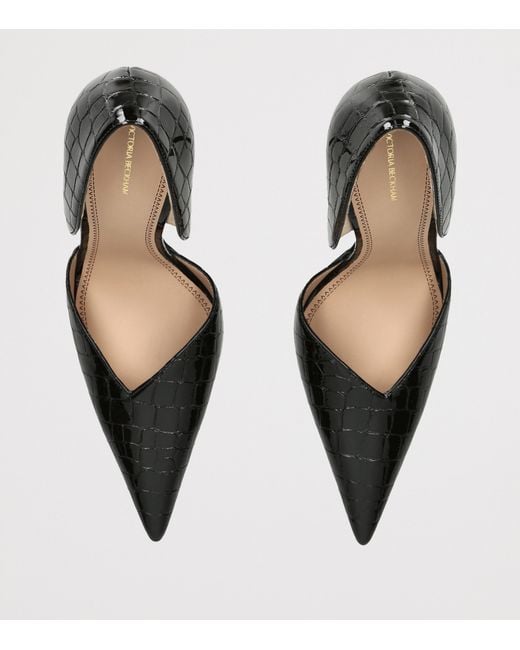 Victoria Beckham Black Patent Leather Angle D'Orsay Heeled Pumps 115