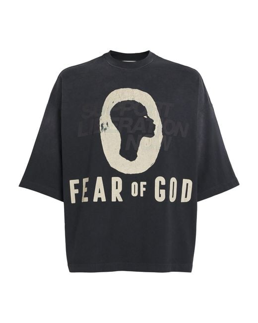 Fear Of God Black X Dsyf Support Liberation Now T-Shirt for men