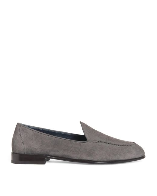 Brioni Gray Nubuck Leather Appia Loafers