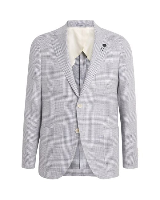 Lardini Gray Prince Of Wales Check Blazer for men