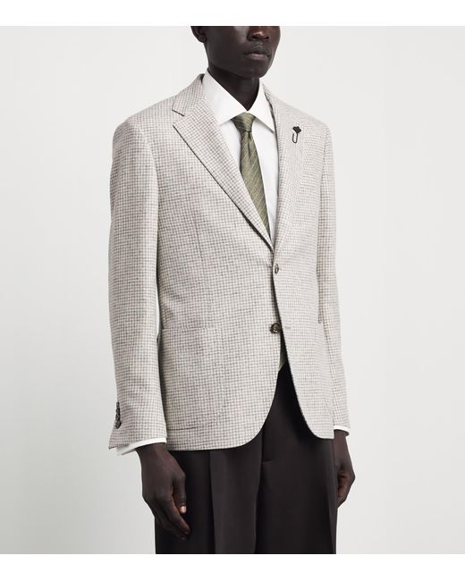 Lardini White Wool-Cashmere Check Blazer for men