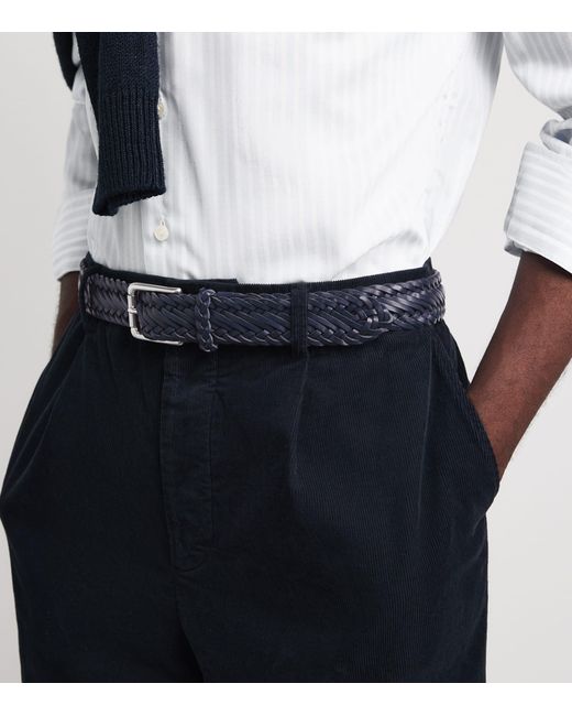 Ralph Lauren Blue Leather Braided Belt for men