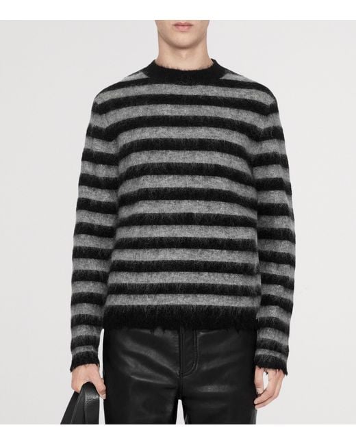 AllSaints Black Wool-Mohair-Blend Harry Stripe Sweater for men