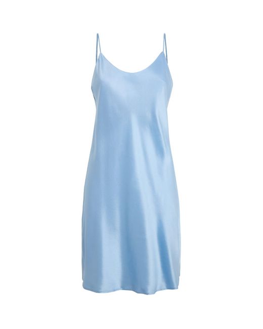 Olivia Von Halle Blue Silk Venus Mini Slip Dress