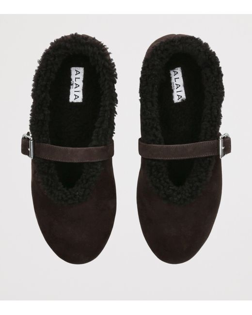 Alaïa Black Shearling Ballet Flats