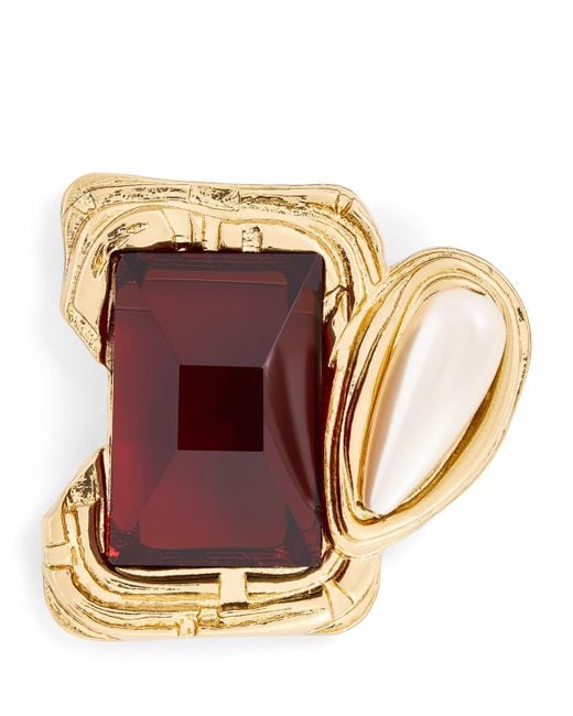 Weekend by Maxmara Brown Embellished Brooch