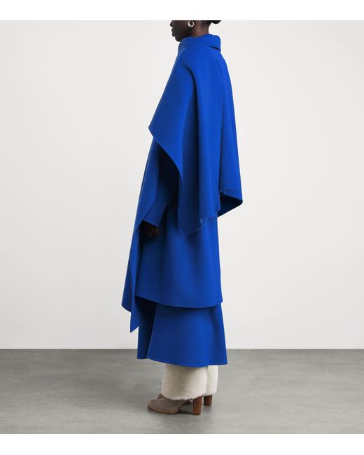 Lafayette 148 New York Blue Wool-Cashmere Detachable Cape Coat