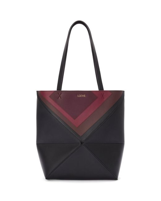 Loewe Purple X Albers Medium Leather Puzzle Fold Tote Bag
