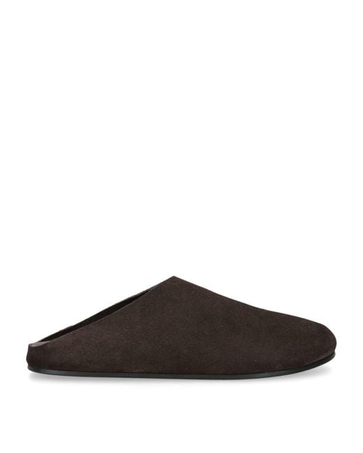 The Row Brown Hudson Suede Slides for men