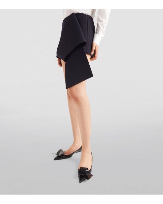 Prada Blue Wool-cashmere Draped Mini Skirt