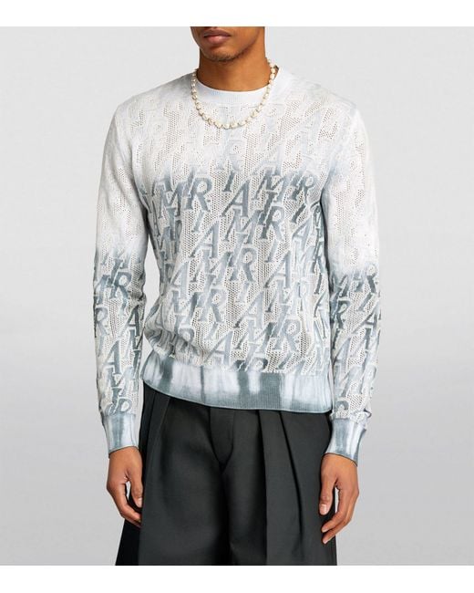 Amiri Blue All-over Logo Sweater for men