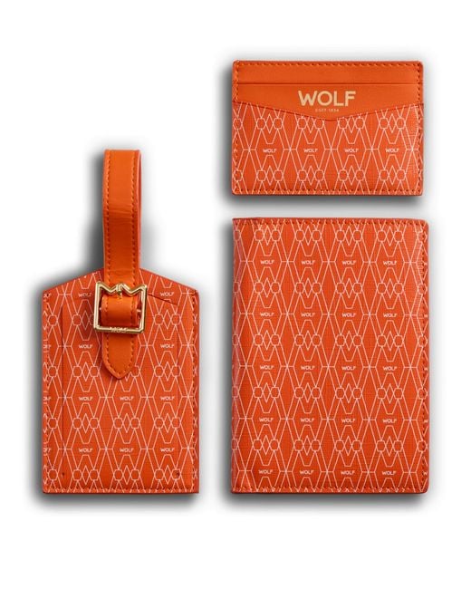 Wolf Orange Signature Passport Holder, Card Holder And Luggage Tag Gift Set for men