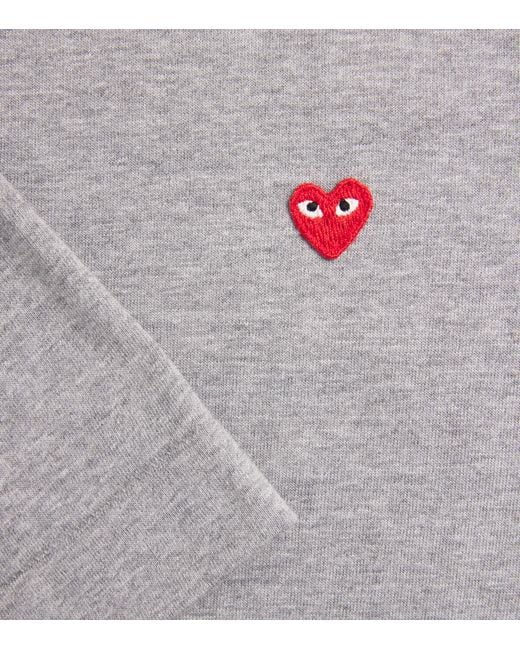 COMME DES GARÇONS PLAY Gray Cotton Mini Heart Logo T-Shirt for men