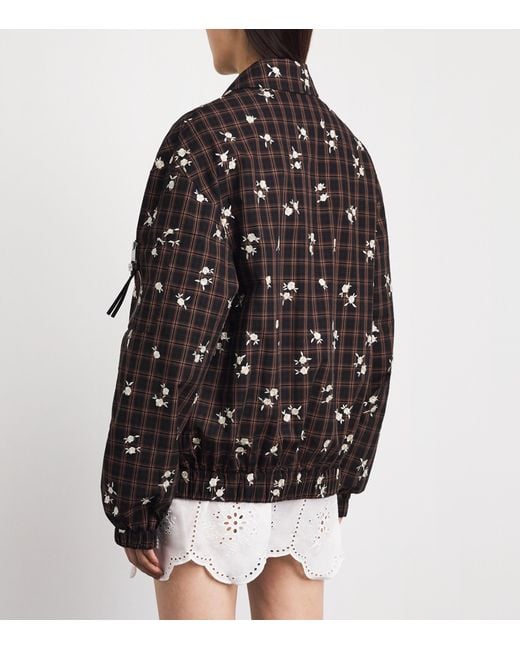 Ganni Black Check Printed Bomber Jacket