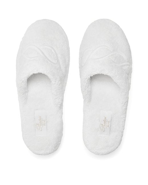 Pratesi White Cotton Towelling Embroidered Slippers