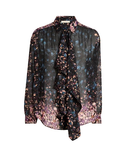Ulla Johnson Black Silk Ruffle Gesture Blouse