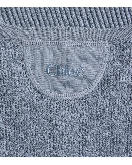 Chloé Blue Wool Tank Top And Cardigan Set