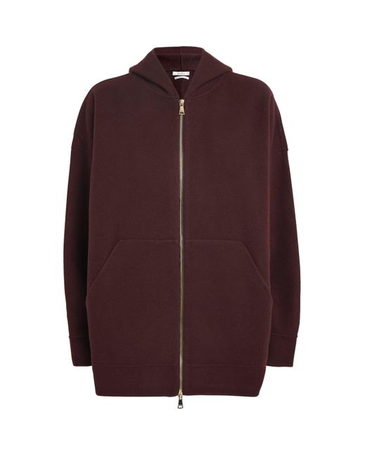 Max Mara Purple Wool-Blend Zip-Up Hoodie