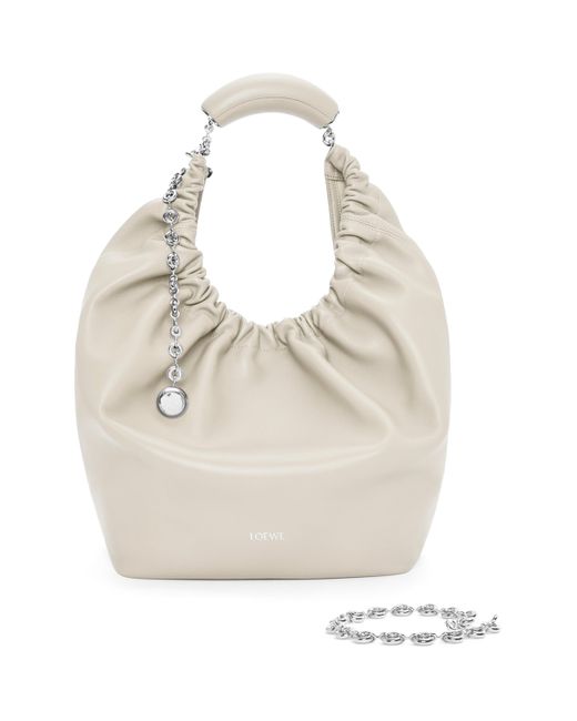 Loewe White Small Leather Squeeze Top-Handle Bag