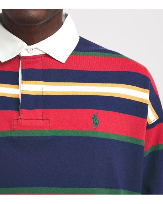 Polo Ralph Lauren Red Cotton Stripe Rugby Shirt for men