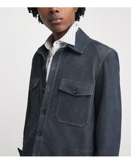 PAIGE Blue Suede Peyman Overshirt for men
