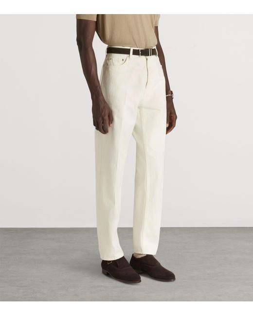 Dunhill White Sea Island Cotton Straight Jeans for men