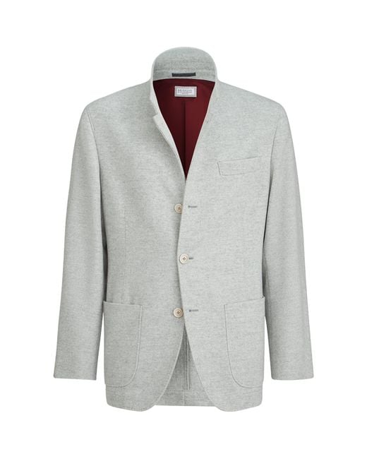 Brunello Cucinelli Gray Water-Resistant Cashmere Blazer for men